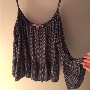 Forever 21 Navy Bell Sleeve Blouse